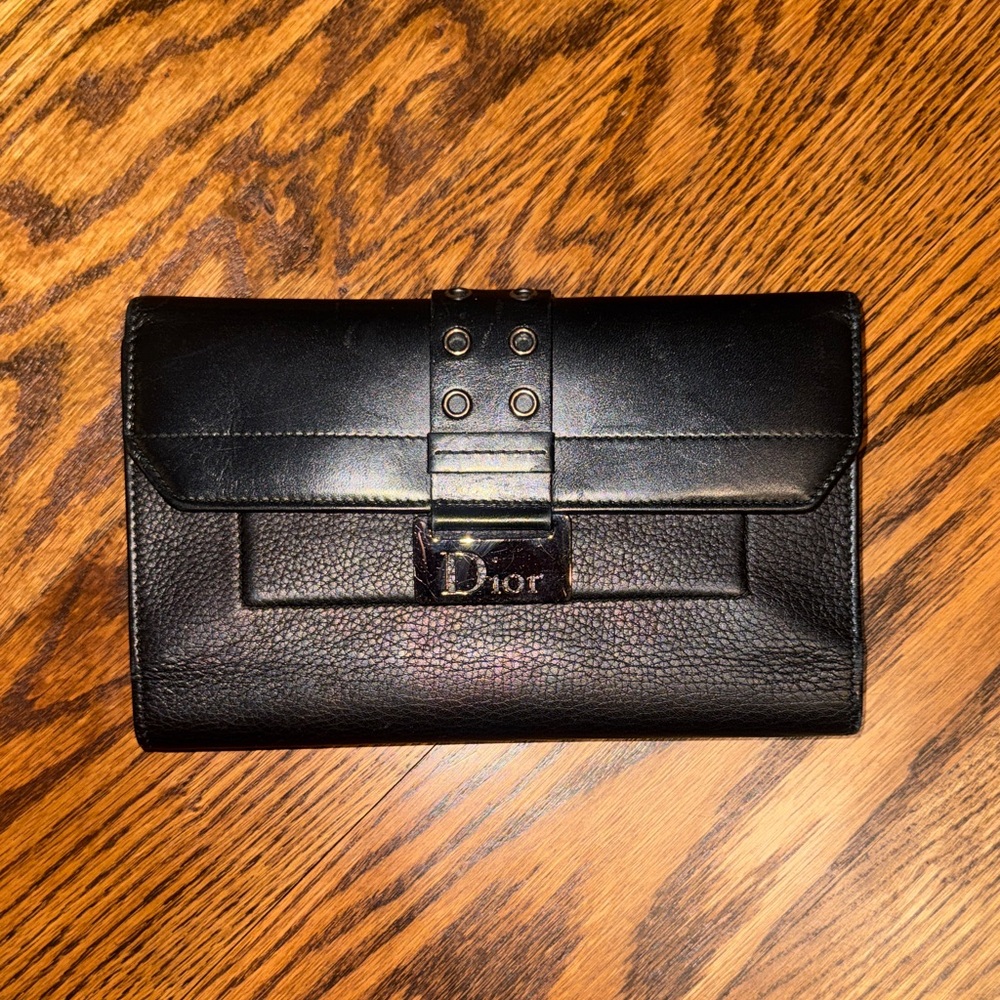 Christian Dior Street Chic Wallet Black Leather